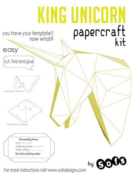Printed Unicorn Papercraft Kit You Will Be Shipped 1 Kit
