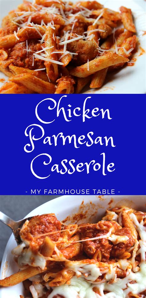 An incredibly easy and fun spin on a classic the whole family will love! Easy Baked Chicken Parmesan Casserole - My Farmhouse Table
