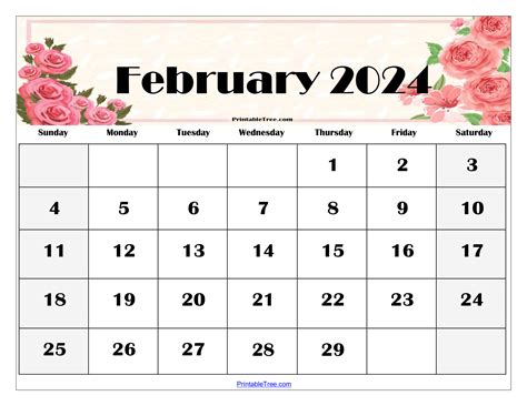 Printable Calendar With Flowers Feb 2024 Cassi Cynthie