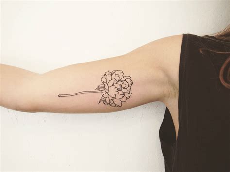 Simple Peony Outline Jess Chen Tattoo People Toronto By