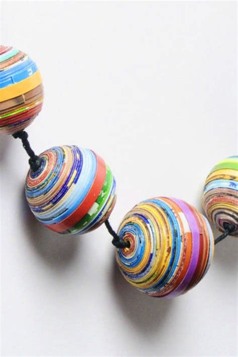 Magazine Paper Balls Necklace Free Shipping Made From Upcycled Etsy