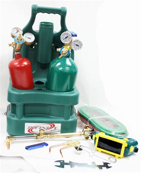 Portable Welding Cutting Torch Kit W Oxygen Acetylene Tanks Regulators