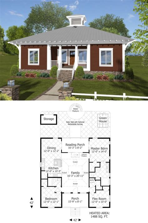 3 Bedroom Single Story The Eco Box Cottage With Flex Room Floor Plan