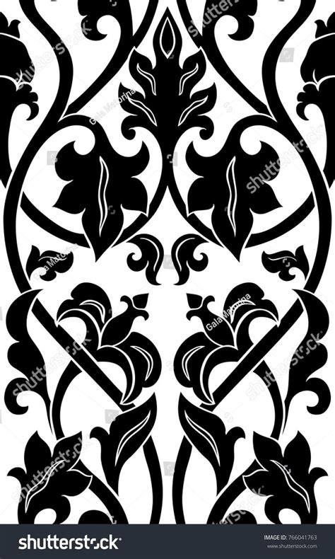 Black And White Floral Pattern Filigree Seamless Ornament Stylized