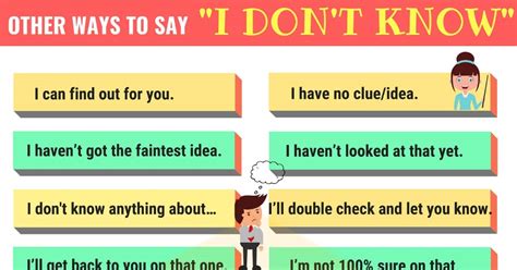 70 Different Ways To Say I Dont Know In English • 7esl