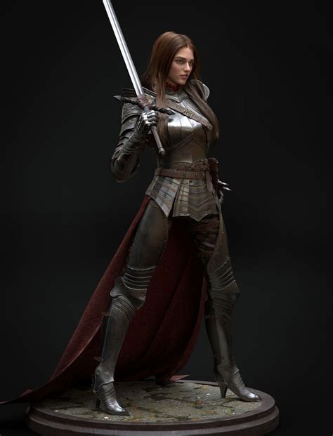 Female Human Plate Armor Sword Cleric Fighter Paladin Pathfinder