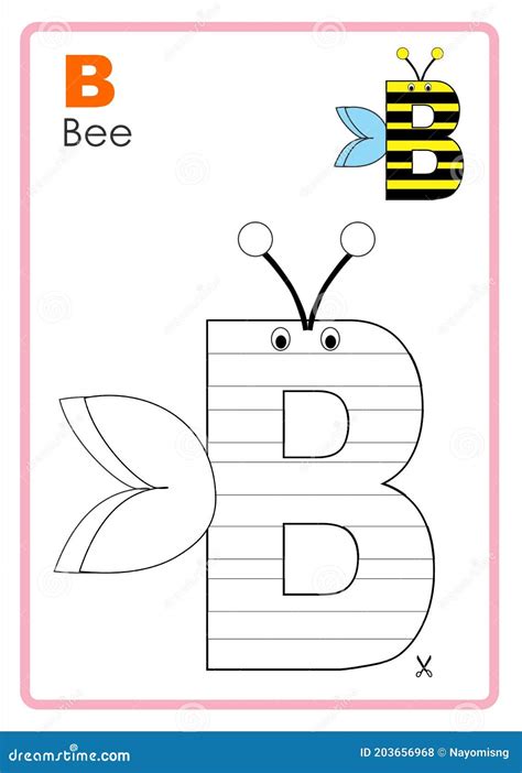 Alphabet Picture Letter `b` Colouring Page Bee Craft Stock