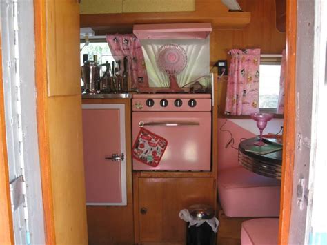 pretty in pink vintage trailer interior trailer decor camper decor