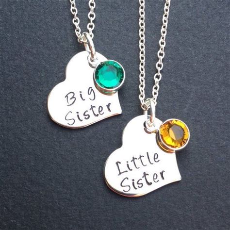 2 Sisters Necklace Set Of 2 Necklaces With Birthstone Heart