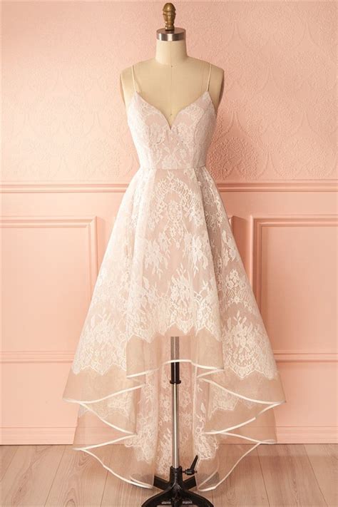 Lovely Sweetheart Spaghetti Strap Champagne Tulle Lace High Low Prom Dress