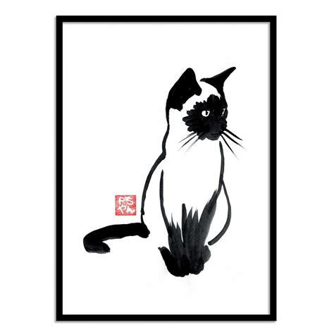 Art Poster Print Japanesee Siamese By Pechane Sumie