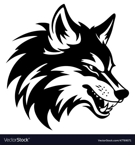 Angry Wolf Head Black And White Tattoo Royalty Free Vector