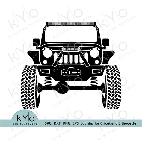 Lifted Jeep Wrangler With Winch Svg Cut Files