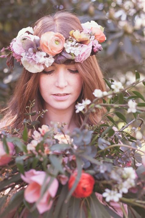 a spring blossom flower crown photoshoot bohemian flower crown flower crown spring wedding