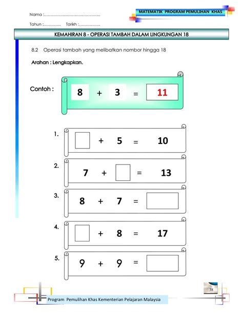 Lembaran Kerja Matematik Pemulihan Khas