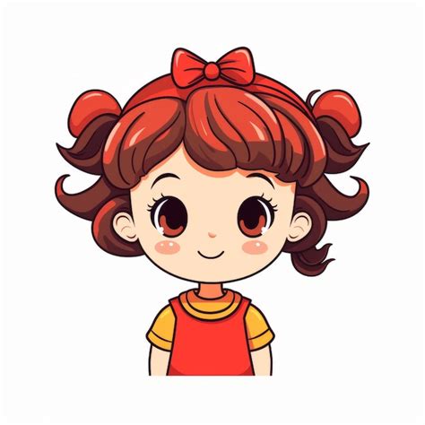 Premium Photo A Cartoon Girl With Red Hair And A Bow On Her Head