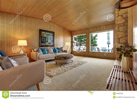 Beautiful House Interior With Wooden Plank Trim Cozy