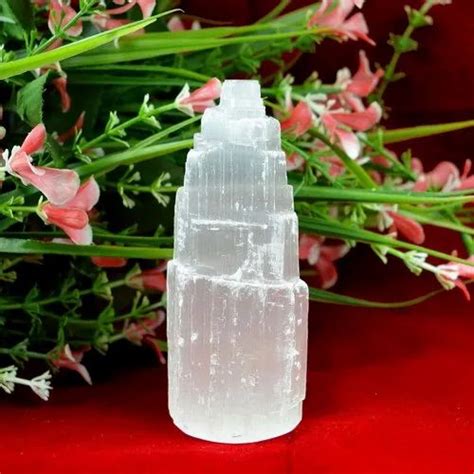 natural white selenite crystal stone tower rough for healing id 21467342648