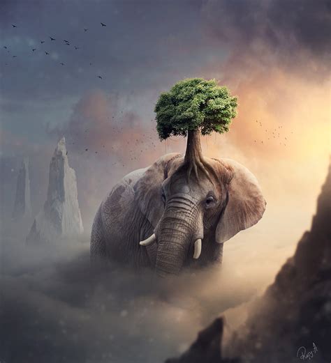 Making Fantasy Elephant Tree Photo Manipulation In Photoshop ...