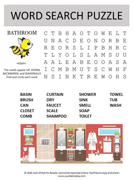 Bathroom Word Search Puzzle Puzzles To Play