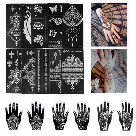 Buy 16 Pcs Henna Tattoo Stencils Kit Reusable Indian Arabic Mehndi