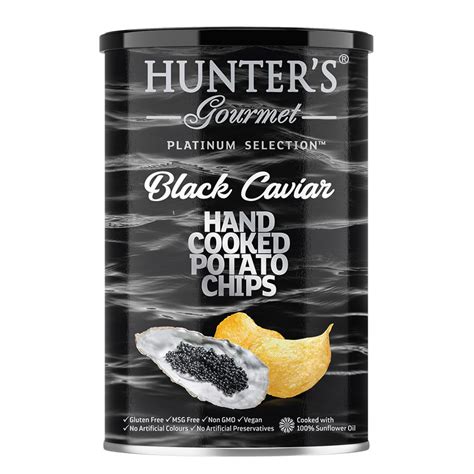 Hunters Gourmet Hand Cooked Potato Chips Black Caviar Platinum