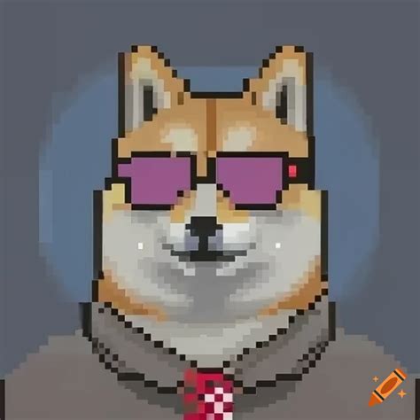 Anthropomorphic Doge Wearing Pixel Meme Shades