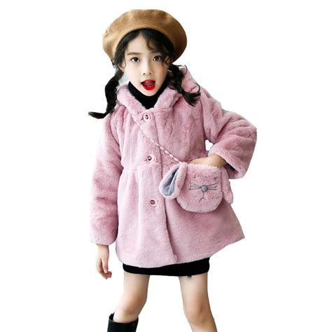 Infants Jackets And Bags 2pcs Toddlers Fluffy Coats For Girls Clothing