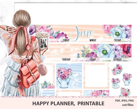 June Printable Monthly Kit May Monthly Happy Planner Mambi Etsy