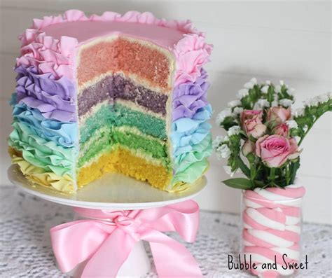 A random post of pretty floral blooms and organizing. Bubble and Sweet: How to make a Pastel Rainbow Ruffle Cake