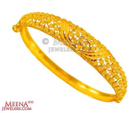 22kt Gold Kada 1pc Baka24856 22k Gold Kada Is Designed In Indian