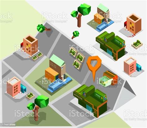 Isometric Town Map Creation Kit Set Stock Illustration Download Image