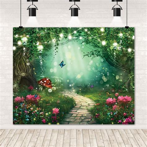 Enchanted Forest Backdrop Fairy Tale Mushroom Garden Wonderland Magic