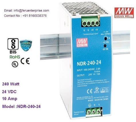 Ndr 240 24 Meanwell Smps Power Supply 885 Output Voltage 24vdc At Rs 3880piece In Ahmedabad