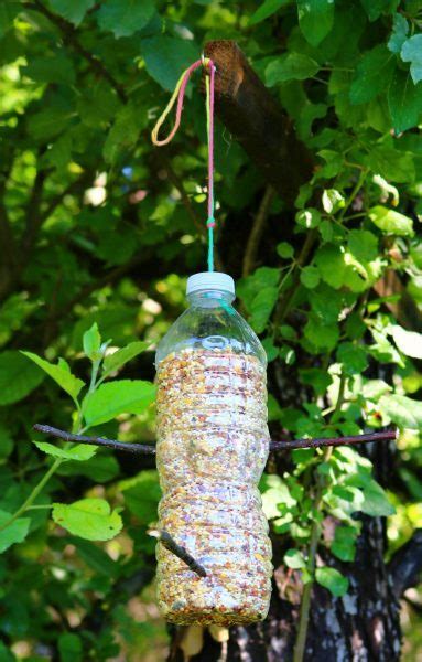 Party foods are so much more fun when they're skewered! Bottle Birdfeeder | Fun Family Crafts