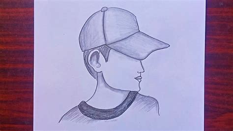 How To Draw A Boy With Cap For Beginners Pencil Sketch Boy Drawing