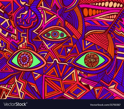 Trippy Psychedelic Shamanic Bright Eyes Crazy Vector Image