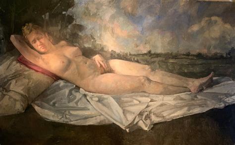 Ernst Gradischnig Akt Nude Oil Canvas Colorful Female Nude Interior Contemporary