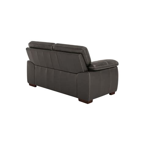 Arlington Dark Grey Leather 2 Seater Sofa Oak Furnitureland