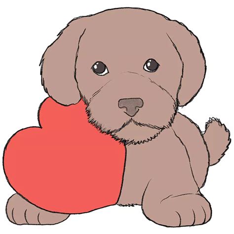 How To Draw A Valentine Dog Easy Drawing Art