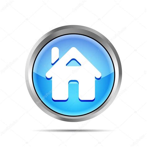 Blue Home Button Icon On A White Background ⬇ Vector Image By