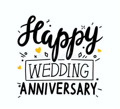 Happy Wedding Anniversary Hand Drawn Lettering Font Poster Design