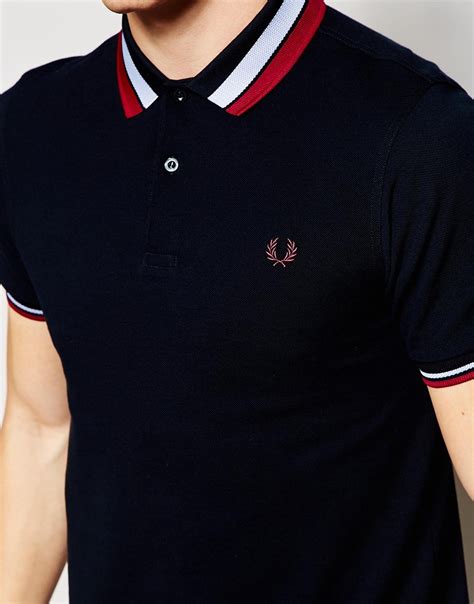 Lyst Fred Perry Polo Shirt With Bold Tipping Slim Fit In Blue For Men