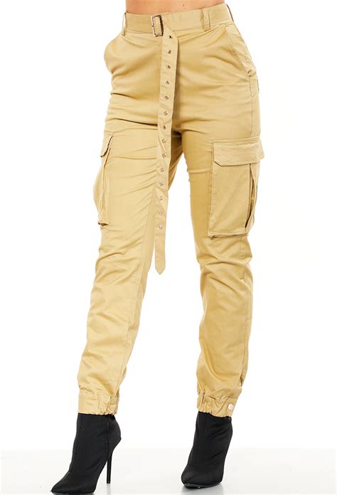 High Waisted Cargo Pants With Belt Shop At Papaya Clothing