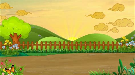 Background Animasi Bergerak Pemandangan Alam Pedesaan Dan Matahari