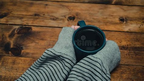 Woman Get Warming Up With A Cup Of Hot Coffee Stock Image Image Of