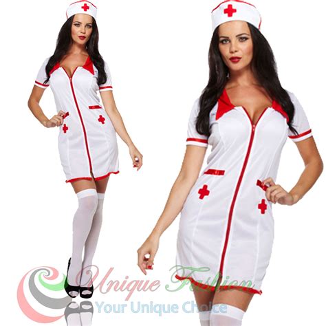 Ladies Fancy Dress Costume Halloween Party New Outfit Size Adult Sexy Nurse Ebay
