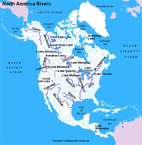 Free Labeled Map Of North America Rivers In Pdf