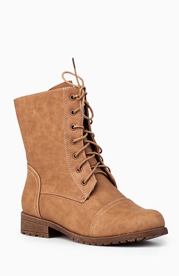 Womens ladies low heel fashion flat snow winter fur lace up calf boots size. Low Rise Combat Boots in Camel | DAILYLOOK