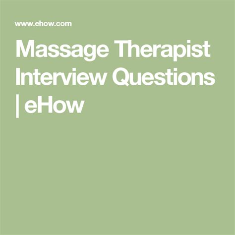 Massage Therapist Interview Questions Massage Therapist Therapist